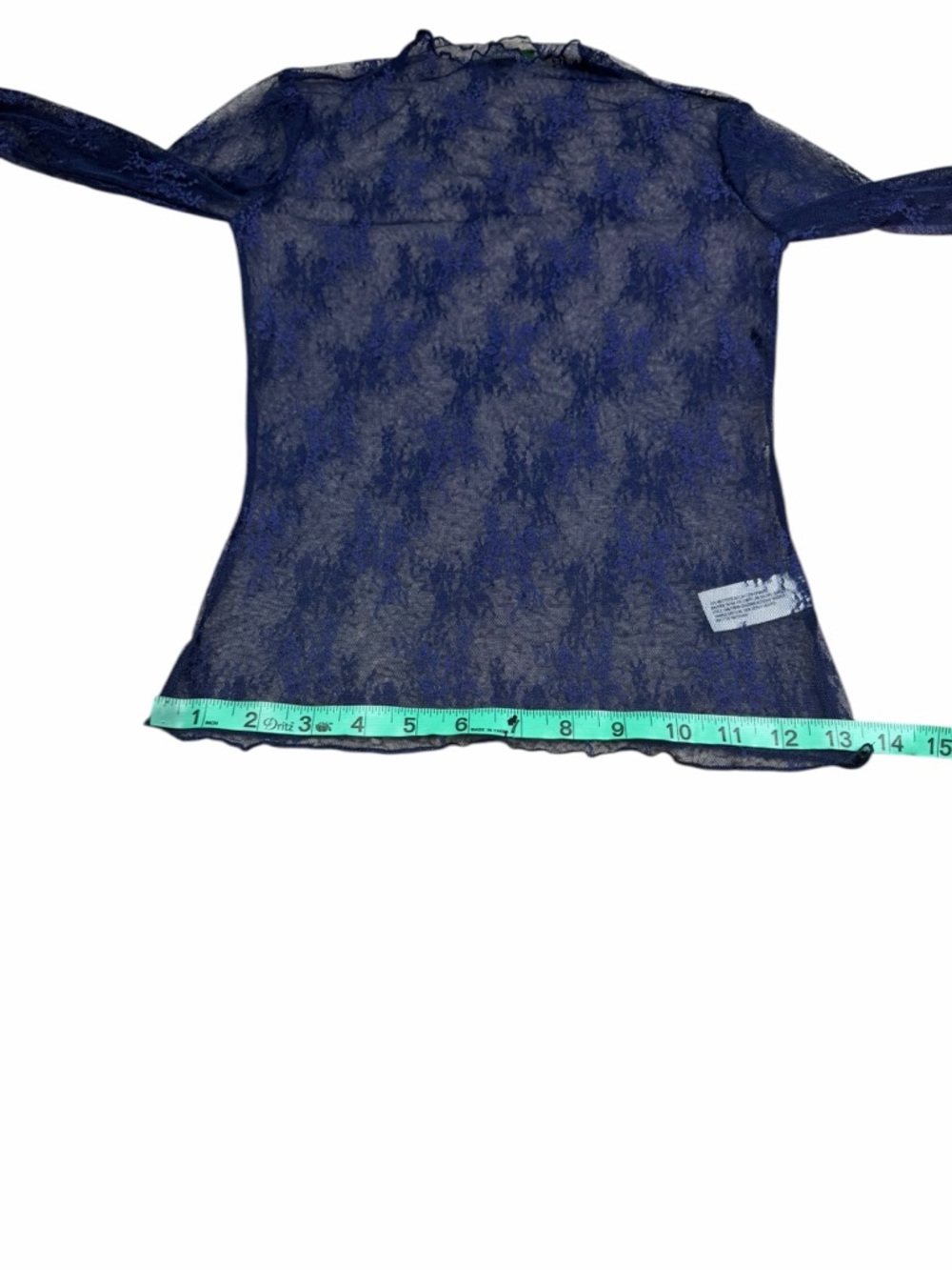 10/$25🦋 NWT Wild Fable Navy Blue Sheer Lace Mock Neck Long Sleeve Tee - Size XXS - Picture 15 of 16